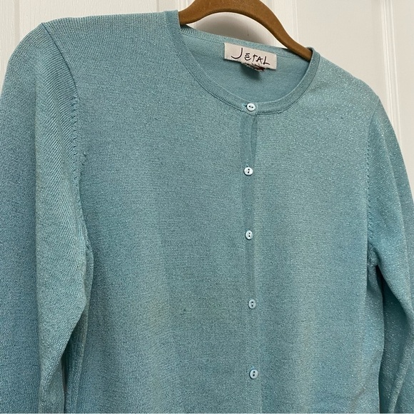 Jetal Button Up Silk Blend Cardigan Metallic Size Small Womens - Picture 5 of 8